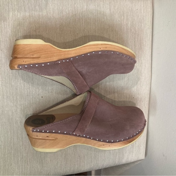 TROENTORP Sz 36 Rembrandt Wooden  Sole Suede Clogs In Dusty Rose - Picture 8 of 9